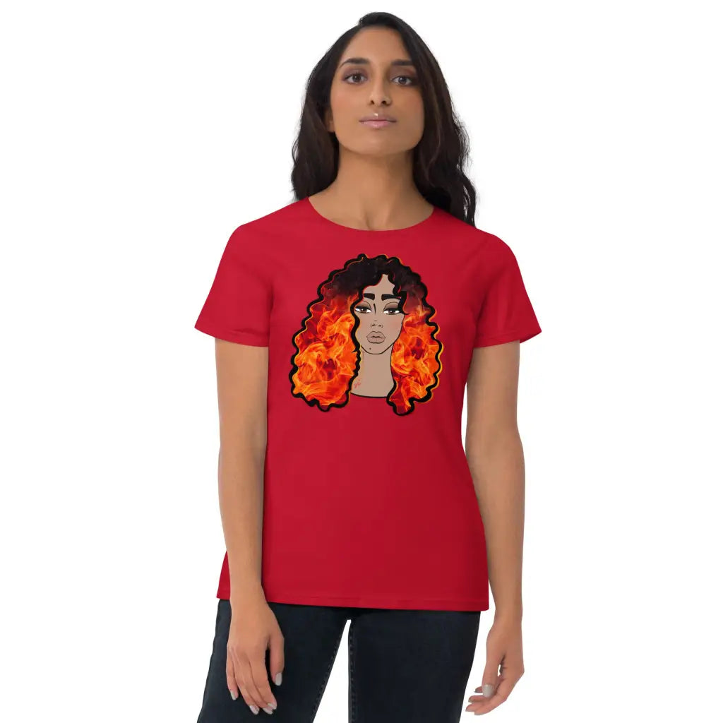 Curls on Fire Women's short sleeve t-shirt (brown) Printful